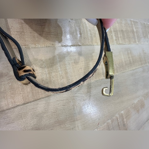 Another line women’s calf hair leather belt print animal print adjustable slide - Picture 10 of 10